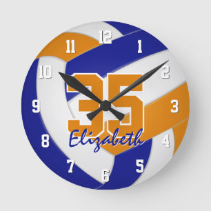 blue orange team colours players name volleyball round clock
