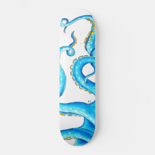 Blue Orange Tentacles Ink Skateboard