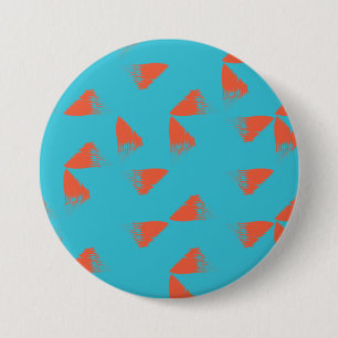 Blue, orange, vibrant, trendy geometric pattern 3 inch round button