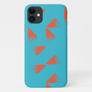 Blue, orange, vibrant, trendy geometric pattern iPhone 11 case
