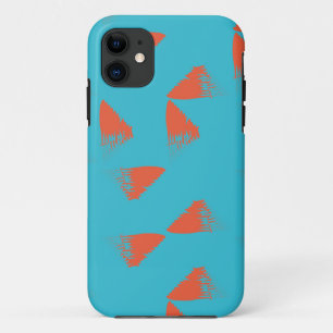 Blue, orange, vibrant, trendy geometric pattern iPhone 11 case