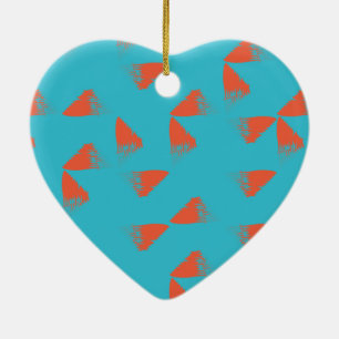 Blue, orange, vibrant, trendy geometric pattern ceramic ornament
