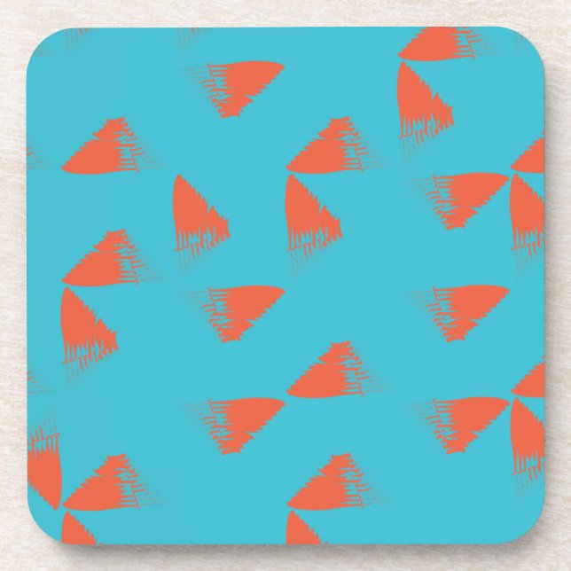 Blue, orange, vibrant, trendy geometric pattern coaster (Front)
