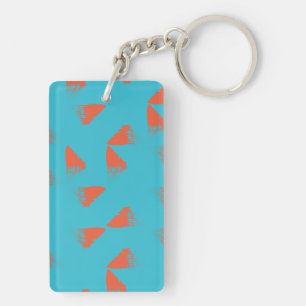 Blue, orange, vibrant, trendy geometric pattern keychain