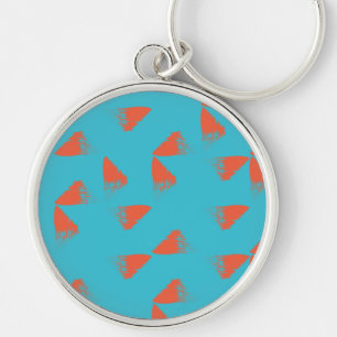 Blue, orange, vibrant, trendy geometric pattern keychain