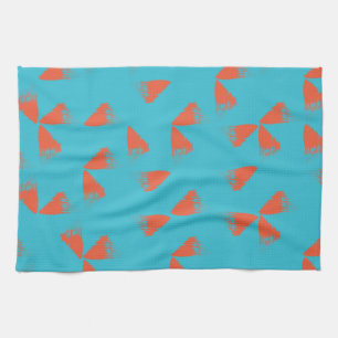 Blue, orange, vibrant, trendy geometric pattern kitchen towel