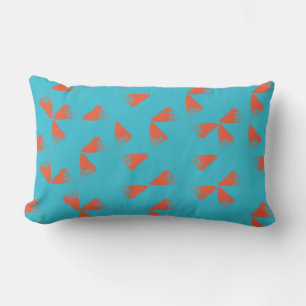 Blue, orange, vibrant, trendy geometric pattern lumbar pillow