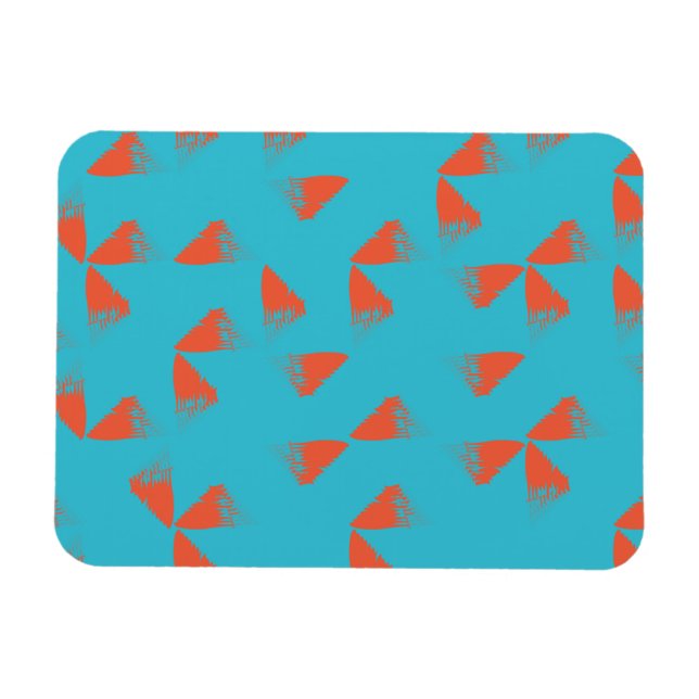 Blue, orange, vibrant, trendy geometric pattern magnet (Horizontal)