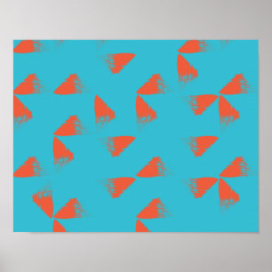 Blue, orange, vibrant, trendy geometric pattern poster