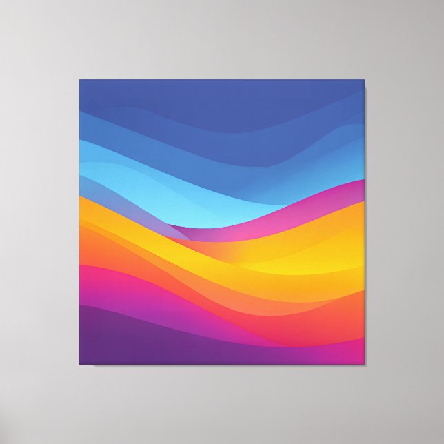 Blue Orange Wave Layers Canvas Print (Front)