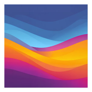 Blue Orange Wave Layers Photo Print
