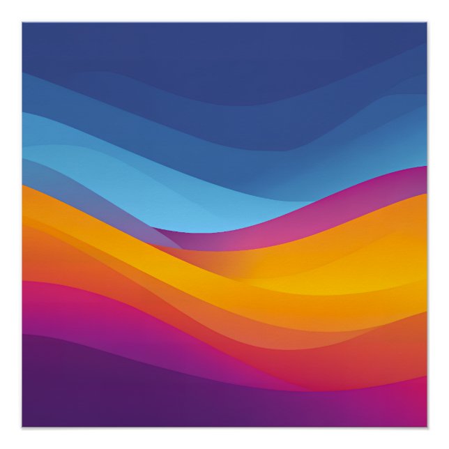 Blue Orange Wave Layers Poster (Front)