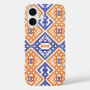 Blue Orange + White Textile Team Sports Colours iPhone 16 Case