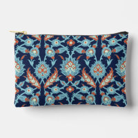Blue Orange White Turkish Oriental Floral Pattern