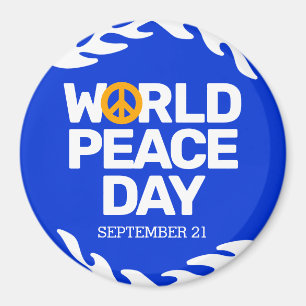 Blue Orange World Peace Day Peace Sign Magnet