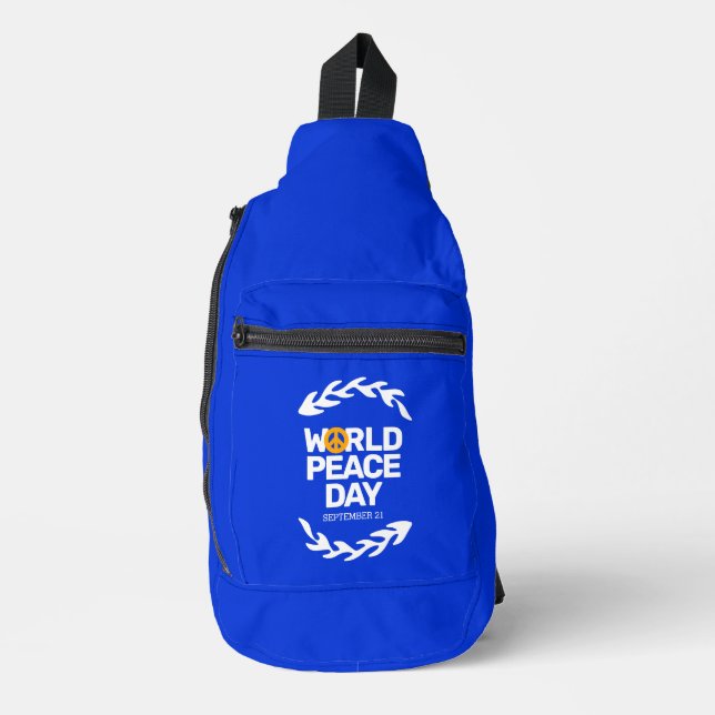 Blue Orange World Peace Day Peace Sign Sling Bag (Front)