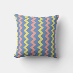 Blue Orange Yellow Chevron Pattern Throw Pillow