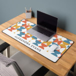 Blue Orange Yellow Retro Print MONOGRAM Desk Mat<br><div class="desc">Elevate your professional style with our mid-century modern retro desk mat featuring a captivating seventies or sixties vintage pattern. The suite showcases a unique design with half circle and scallop shapes in vibrant shades of blue, orange, and yellow. Personalize your workspace by adding your name to the designated line, creating...</div>