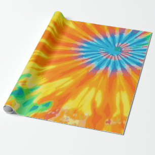 Blue, Orange & Yellow Tie-Dye Pattern – Vibrant Wrapping Paper