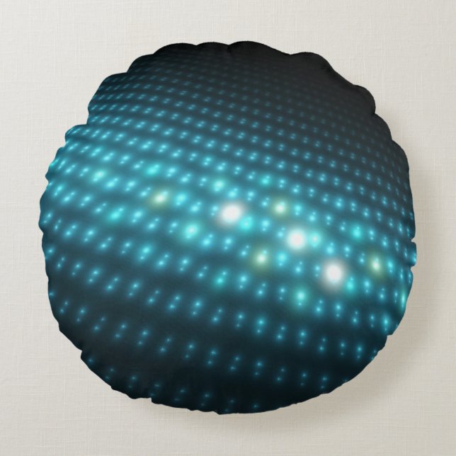 Blue Orbs 3D Round Pillow (Front)