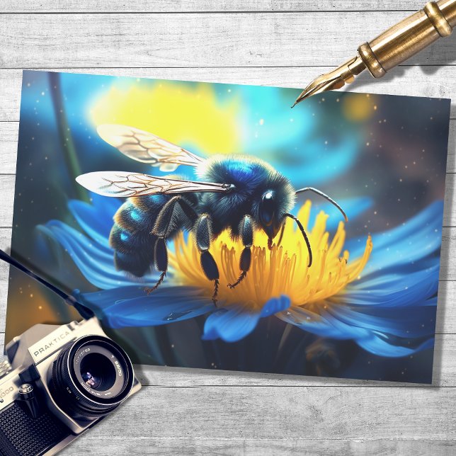 Blue Orchard Mason Bee Decoupage Paper (Creator Uploaded)