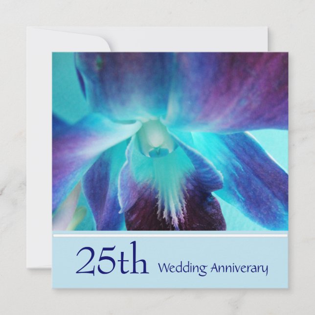 Blue Orchid 25th Wedding Anniversary Invitation (Front)