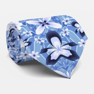 Blue Orchid Artistic Fractal Flower Art Pattern Tie