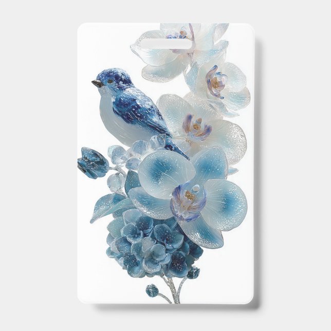 Blue Orchid Bird Badge* Badge (Front)