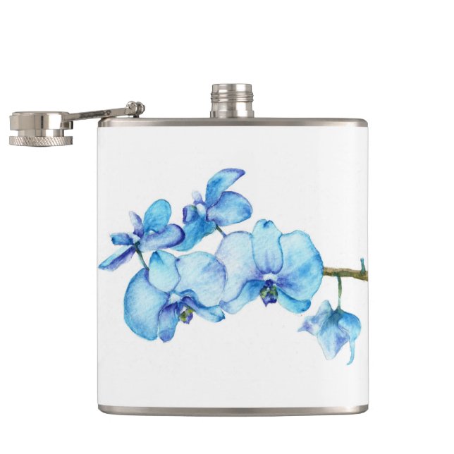 Blue Orchid Botanical Art Hip Flask (Opened)