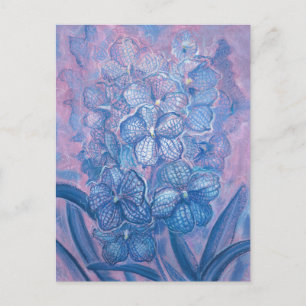 Blue Orchid Chequered Vanda Garden Flowers Botanic Postcard