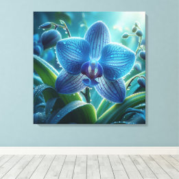 Blue Orchid Floral Canvas Print