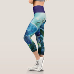 Blue Orchid Floral Capri Leggings