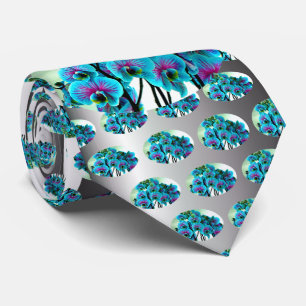 Blue Orchid Flower Bouquet Tie
