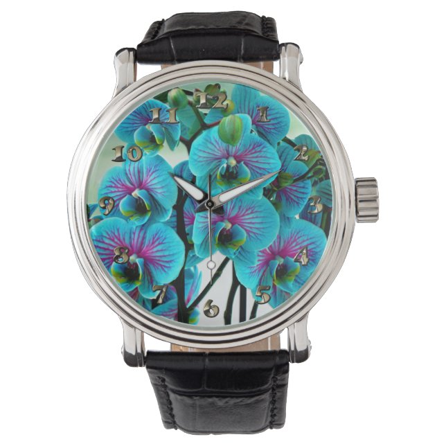 Blue Orchid Flower Bouquet Watch (Front)