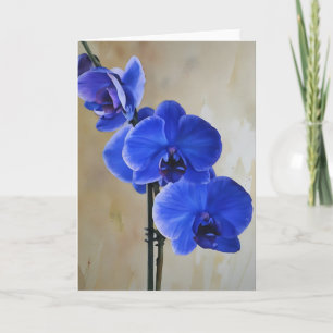 Blue Orchid Flowers Floral Art Note Card