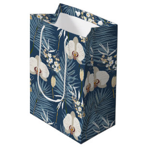 Blue orchid hawaiian print medium gift bag