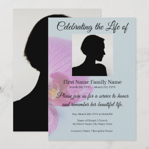 Blue orchid memorial invitation