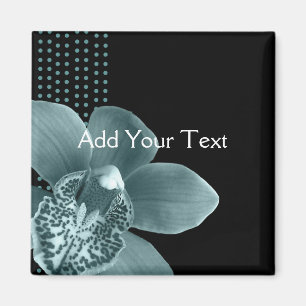 Blue Orchid on Black Magnet