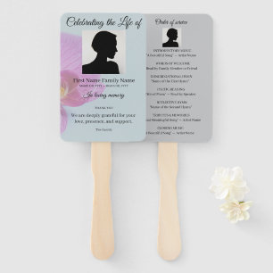 Blue orchid order of service hand fan