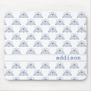 Blue Orchid Pattern Mouse Pad