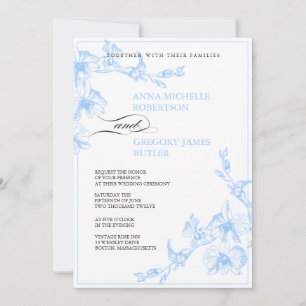 Blue Orchid Wedding Invitation