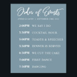 Blue Order of Events Wedding Day Schedule Poster<br><div class="desc">This wedding poster is the perfect way to let your guests know the timeline for your wedding day.</div>