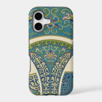 Blue Oriental Designs with Smiling Faces