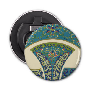 Blue Oriental Designs with Smiling Faces Bottle Opener