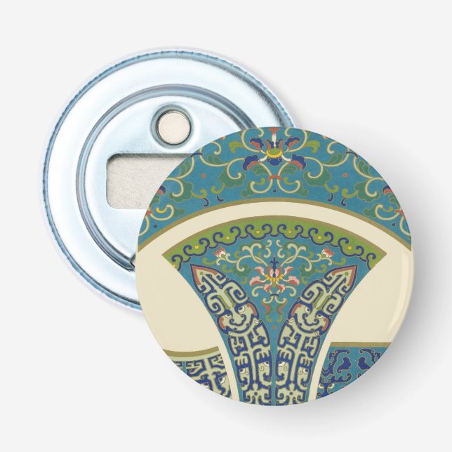 Blue Oriental Designs with Smiling Faces Bottle Opener (Front)