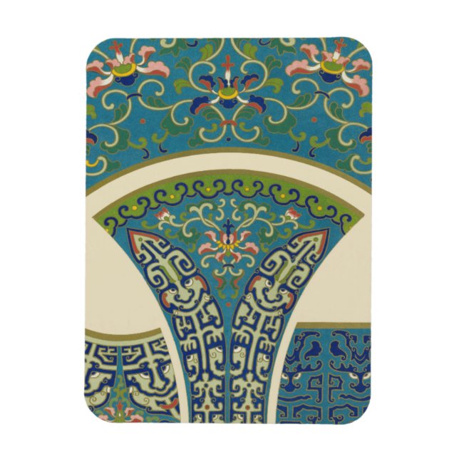 Blue Oriental Designs with Smiling Faces Magnet (Vertical)