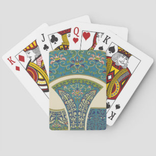 Blue Oriental Designs with Smiling Faces Playing Cards
