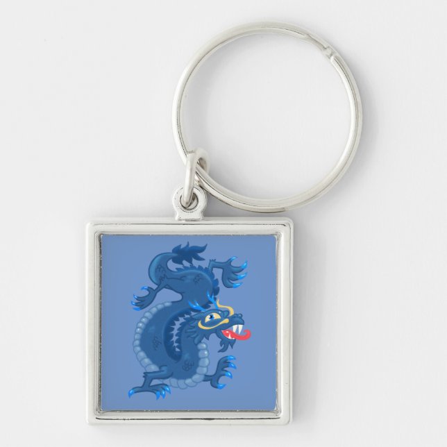 Blue, Oriental Dragon Keychain (Front)