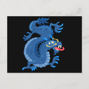 Blue Oriental Dragon Postcard