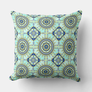 Blue Oriental Pattern Throw Pillow